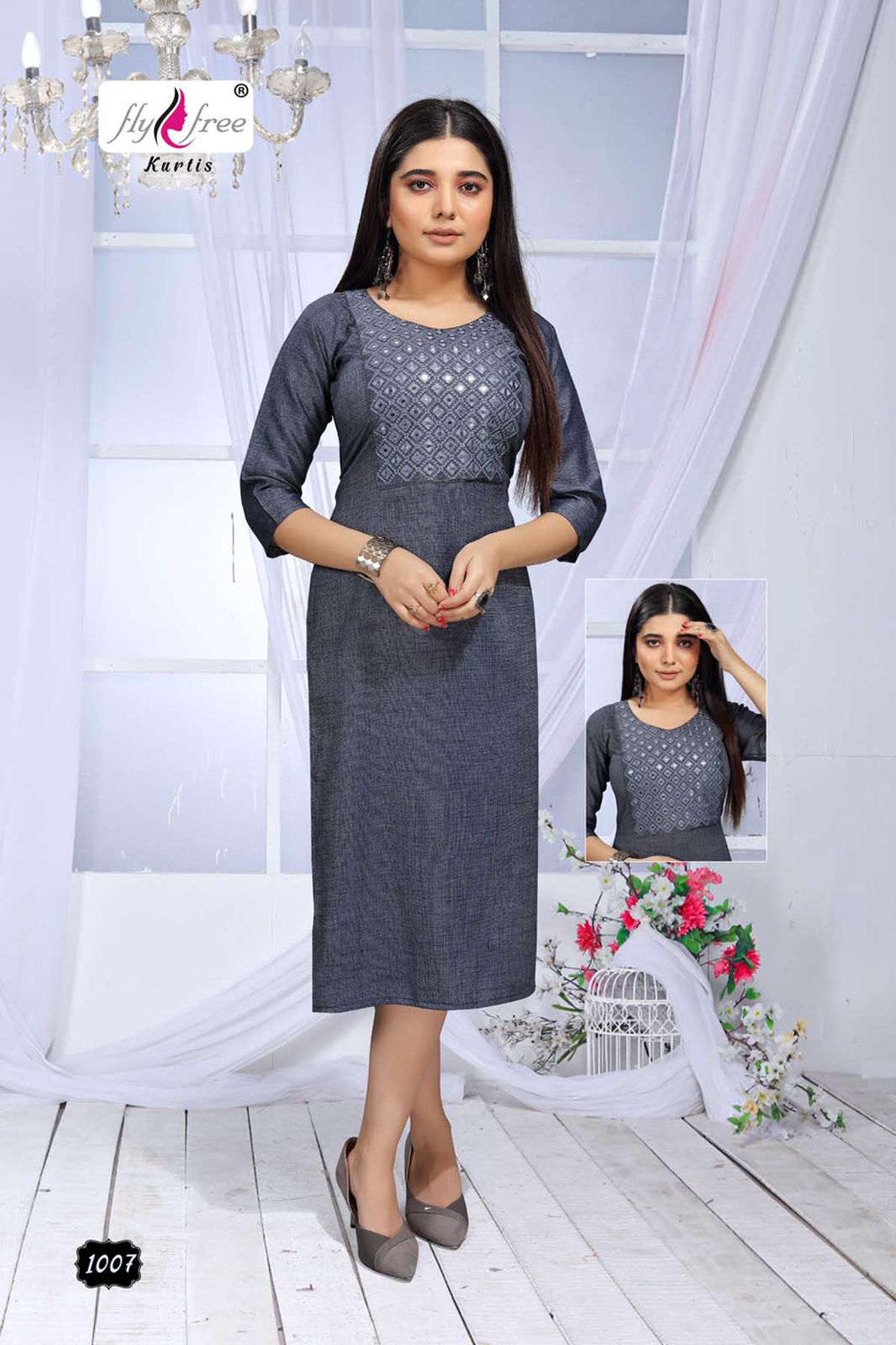 Fly Free Sunwin Latest Fancy Ethnic Wear Rayon Designer Kurti Collection